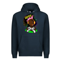 Navy black gamer girl Premium Hoodie - FaDigitalArtStudio