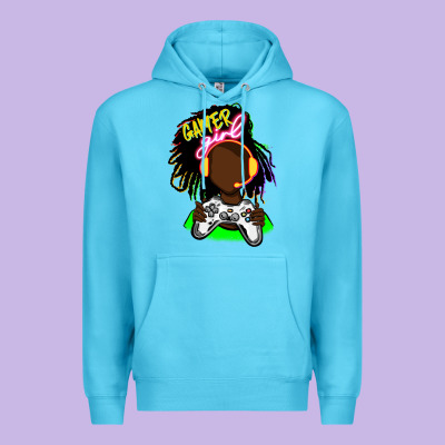 Black Gamer Girl Premium Hoodie Designed By Fadigitalartstudio