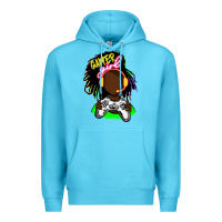 Ocean Blue black gamer girl Premium Hoodie - FaDigitalArtStudio