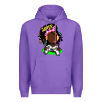Purple black gamer girl Premium Hoodie - FaDigitalArtStudio
