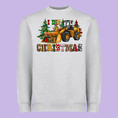 I Dig Christmas Bulldozer Heavyweight Sweatshirt Designed By Cowgirlartshop