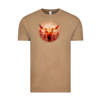 Western Cowboy Sunset Bull Skull Vintage Tee | Teevron