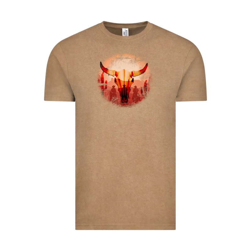 Western Cowboy Sunset Bull Skull Vintage Tee by Bettercallsaul | Teevron