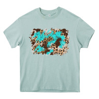 Arona cowhide leopard turquoise background Heavy Core Tee - AdoDesignShop