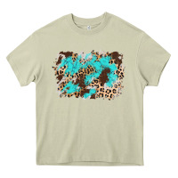 Mossy cowhide leopard turquoise background Heavy Core Tee - AdoDesignShop