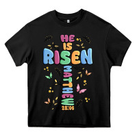 Black he is risen cross Heavy Core Tee - MaliasSmallBusiness