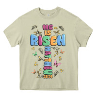Mossy he is risen cross Heavy Core Tee - MaliasSmallBusiness