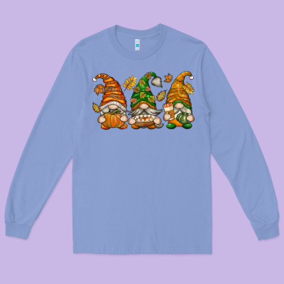 Fall Gnomes Long Sleeve Tee Designed By Texasbilliewilder