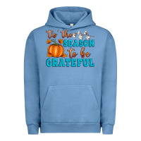 Pigment Pebble Blue Tis' the Season To Be Grateful Urban Hoodie - Artiststas