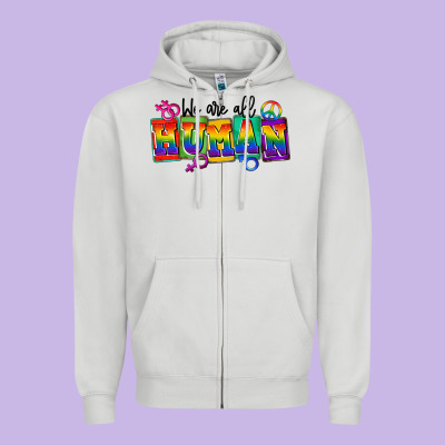 We Are All Human Zipper Hoodie Designed By Fadigitalartstudio