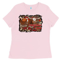 Bubblegum Pink all i want for christmas is a cow Ladies Tee - RanaPortraitStore