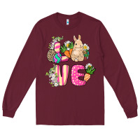 Burgundy Love Easter Long Sleeve Tee - NancyCooperArtShop