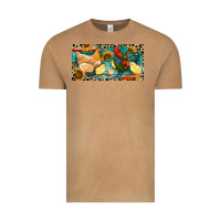 Vintage Camel Chicken rooster and chicks with leopard Vintage Tee - RanaPortraitStore