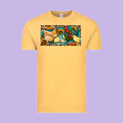 Chicken Rooster And Chicks With Leopard Vintage Tee Designed By Ranaportraitstore