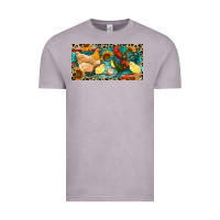 Vintage Zinc Chicken rooster and chicks with leopard Vintage Tee - RanaPortraitStore