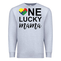 Heather Grey one lucky mama Premium Sweatshirt - CowhideDigitalArt