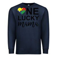 Navy one lucky mama Premium Sweatshirt - CowhideDigitalArt