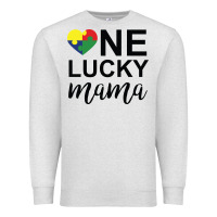 Oatmeal Heather one lucky mama Premium Sweatshirt - CowhideDigitalArt
