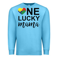 Ocean Blue one lucky mama Premium Sweatshirt - CowhideDigitalArt