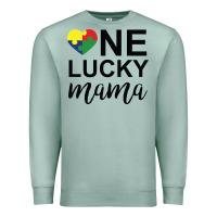 Seafoam one lucky mama Premium Sweatshirt - CowhideDigitalArt