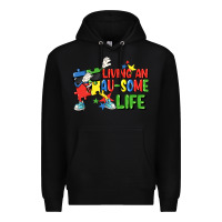 Black Living an au-some life Autism Awareness Day Premium Hoodie - FaDigitalArtStudio