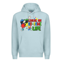 Blue Mist Living an au-some life Autism Awareness Day Premium Hoodie - FaDigitalArtStudio