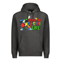 Charcoal Heather Living an au-some life Autism Awareness Day Premium Hoodie - FaDigitalArtStudio