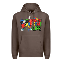 Coffee Living an au-some life Autism Awareness Day Premium Hoodie - FaDigitalArtStudio