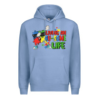 Colony Blue Living an au-some life Autism Awareness Day Premium Hoodie - FaDigitalArtStudio
