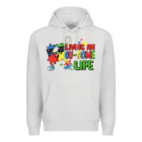 Dove Grey Living an au-some life Autism Awareness Day Premium Hoodie - FaDigitalArtStudio