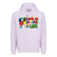 Lilac Living an au-some life Autism Awareness Day Premium Hoodie - FaDigitalArtStudio
