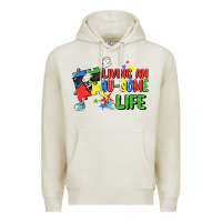 Oatmeal Heather Living an au-some life Autism Awareness Day Premium Hoodie - FaDigitalArtStudio