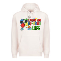 Pale Pink Living an au-some life Autism Awareness Day Premium Hoodie - FaDigitalArtStudio