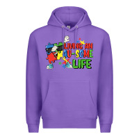 Purple Living an au-some life Autism Awareness Day Premium Hoodie - FaDigitalArtStudio