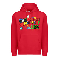 Red Living an au-some life Autism Awareness Day Premium Hoodie - FaDigitalArtStudio