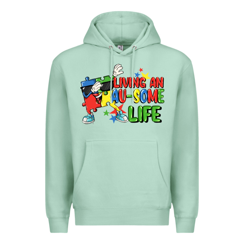 Living An Au-some Life Autism Awareness Day Premium Hoodie by FaDigitalArtStudio | Teevron