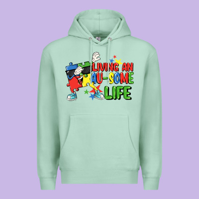Living An Au-some Life Autism Awareness Day Premium Hoodie Designed By Fadigitalartstudio