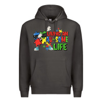 Smoke Living an au-some life Autism Awareness Day Premium Hoodie - FaDigitalArtStudio