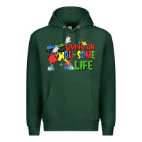 Sports Green Living an au-some life Autism Awareness Day Premium Hoodie - FaDigitalArtStudio