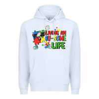 White Living an au-some life Autism Awareness Day Premium Hoodie - FaDigitalArtStudio