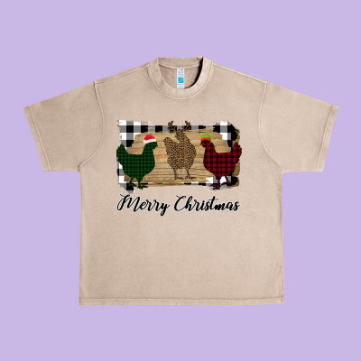 Merry Christmas Chickens Urban Heavy Tee Designed By Bettercallsaul