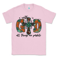 Bubblegum Pink with god all things are possible gemstone cross Classic Tee - Jasminsmagicworld