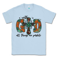Dusty Blue with god all things are possible gemstone cross Classic Tee - Jasminsmagicworld