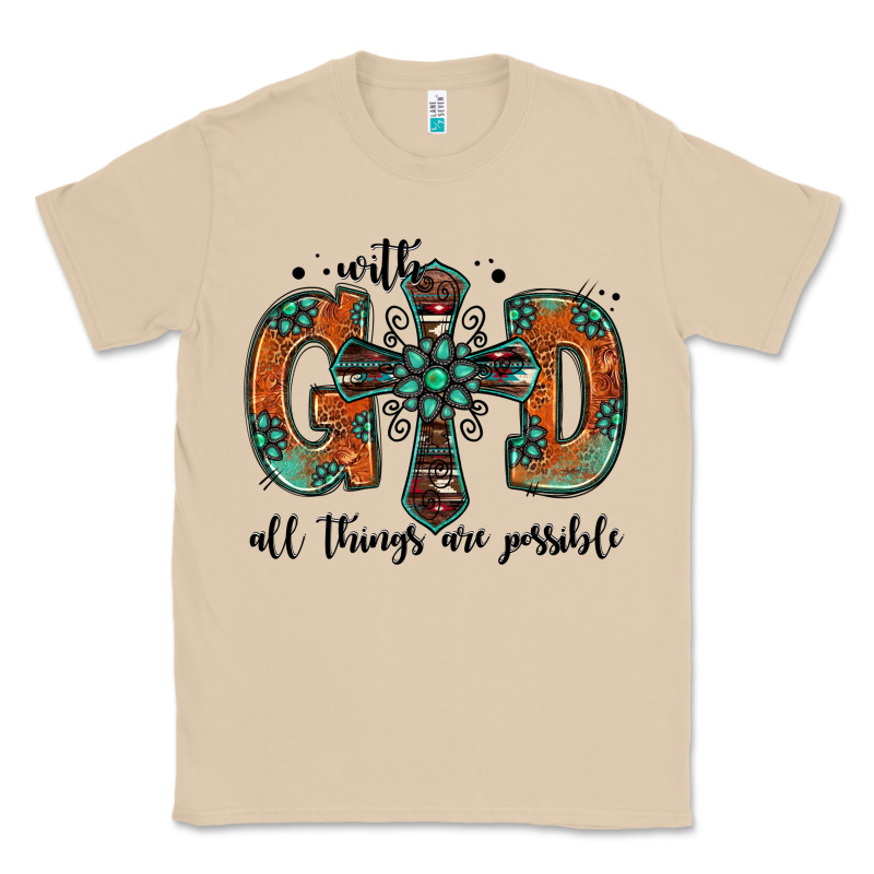 With God All Things Are Possible Gemstone Cross Classic Tee by Jasminsmagicworld | Teevron
