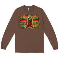 Chestnut lady of guadalupe serape background Long Sleeve Tee - Jasminsmagicworld