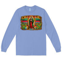 Colony Blue lady of guadalupe serape background Long Sleeve Tee - Jasminsmagicworld