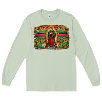 Matcha lady of guadalupe serape background Long Sleeve Tee - Jasminsmagicworld