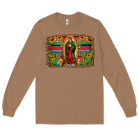 Toasted Coconut lady of guadalupe serape background Long Sleeve Tee - Jasminsmagicworld
