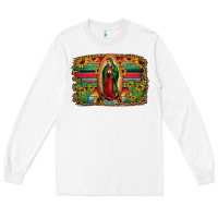 White lady of guadalupe serape background Long Sleeve Tee - Jasminsmagicworld