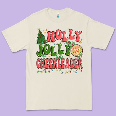 Holly Jolly Cheerleader Premium Tee Designed By Maliassmallbusiness